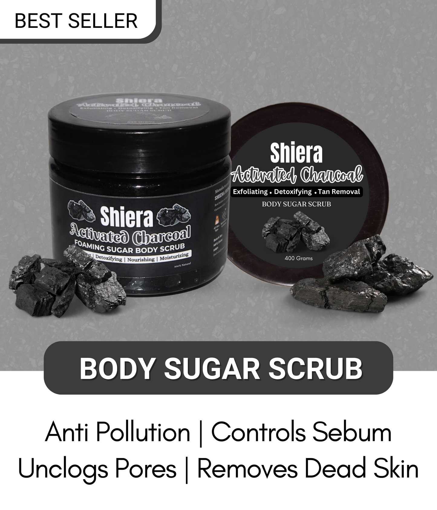 Activated Charcoal Foaming Sugar Body Scrub